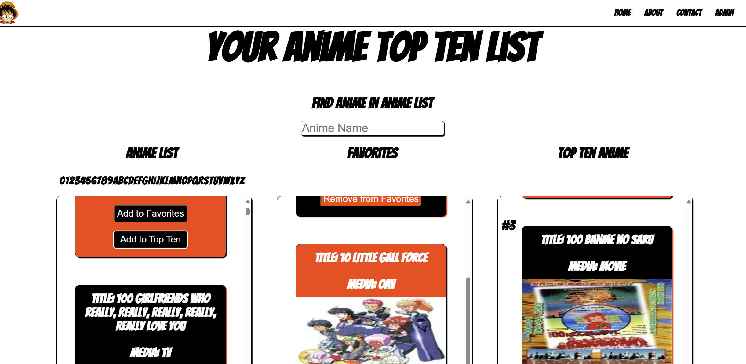 Your Anime Top Ten Website